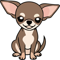 vector ofCute cartoon chihuahua dog with big ears and large eyes sitting down illustration