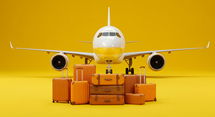 Airplane with luggage ready for travel Image