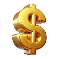 Striking 3d golden dollar sign symbol demonstrating wealth and financial success transparent background