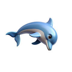 Majestic 3d blue dolphin leaping gracefully through water in dynamic pose transparent background