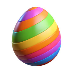 Vibrant 3d easter egg with colorful stripes and realistic shading for festive celebrations transparent background