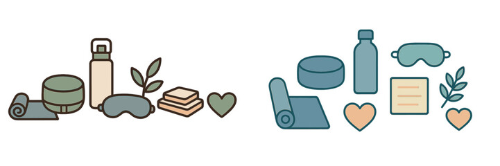 Obraz premium Wellness and relaxation items vector illustration for self-care