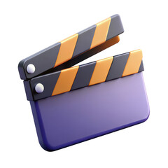 3d film clapperboard ready for action movie production scene setup transparent background