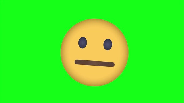 flat face emoji 2d animation motion graphic, 4k green scren video