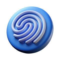 3d fingerprint scan icon blue swirl pattern for digital security and identification systems transparent background