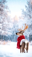 Majestic deer in snowy forest
