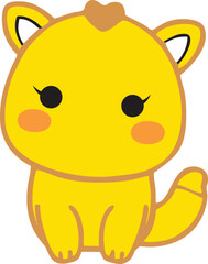 Cute Blue Creature with Big Eyes and Pink Cheeks – Adorable Cartoon Mascot Illustration