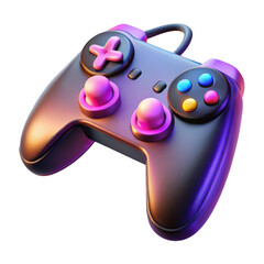 Futuristic gaming controller with vibrant neon lights for immersive play transparent background