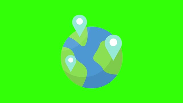 simple world location green screen motion graphic.