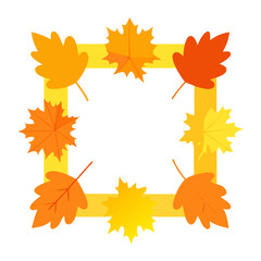  Maple and oak leaves autumn rectangle frame . Autumn leaves border.