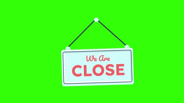 close store sign motion graphic animation, 4K green screen video
