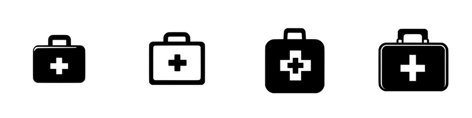 Obraz premium Health and safety symbols representing first aid kits in various designs with a focus on emergency preparedness