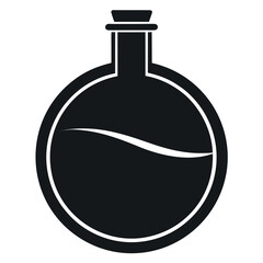 Vector art of black silhouette of a round bottom flask