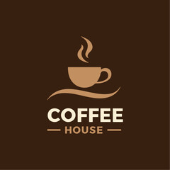 Coffee House Logo A Warm Cup and Steam Silhouette