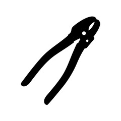 Detailed black and white illustration of end cutting nippers on a white background