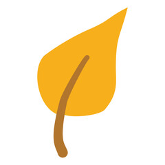 flat simple yellow orange leaf vector clipart isolated on transparent background