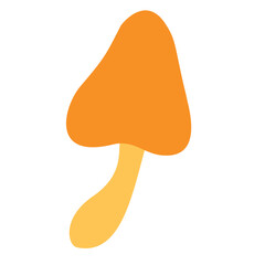 flat simple yellow mushroom vector clipart isolated on transparent background