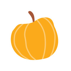 flat simple orange pumpkin vector clipart isolated on transparent background