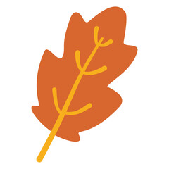 flat simple red oak leaf vector clipart for autumn season isolated on transparent background