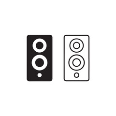 Pair of Speakers Black and Outline Vector