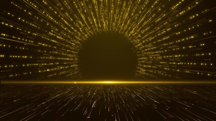 Radiating Golden light flares burst background, creating visual impact of energy explosion. for award intros, celebration themes, futuristic visuals, dynamic stage lighting, high-energy scenes.