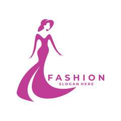 Lady Fashion logo design icon vector template. Special Premium vector logo Fashion company
