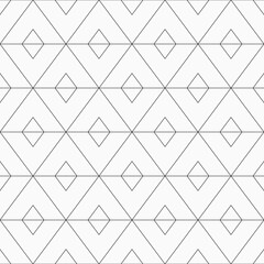 Vector seamless outline geometric pattern with rhombuses or triangles. Repeating geometric tiles. Rhombuses tiles. Monochrome vector simple background. Geometric lattice vector pattern.