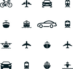 Obraz premium Collection of modern transportation icons representing various modes of travel