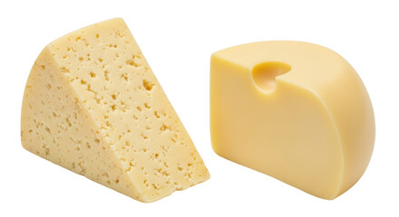 Isolated Two Cheese Pieces