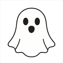 Simple Outline of a Cute Ghost