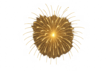 Golden firework exploding with transparent background