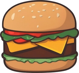 hamburger, cheeseburger, fast food icon.
