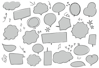 Obraz premium ポップな手書き風の吹き出し・フレーム・見出し素材イラストセット ベクター