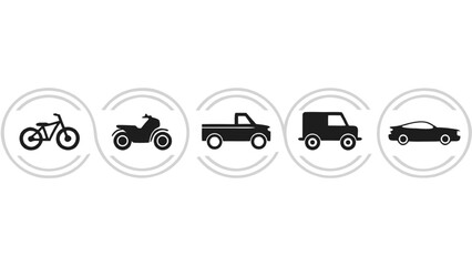 Transportation Icons Lineup vehicles bicycle © Boshir