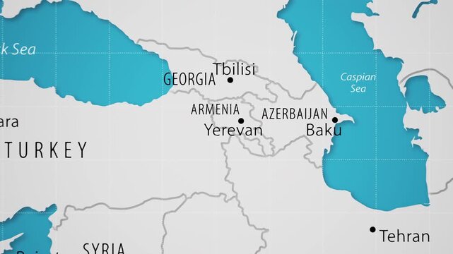 Armenia on the World Map with Animated National Flag