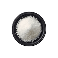 A pile of sugar served on a black plate for food photography
