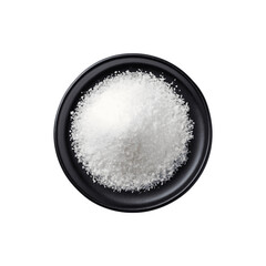 A pile of sugar served on a black plate for food photography
