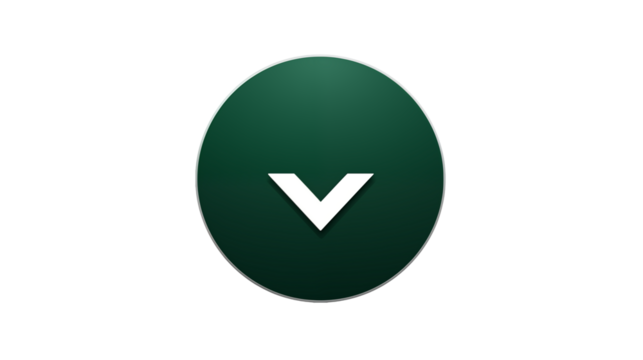 Stylish down arrow for website navigation, UI element for call to action, modern design for app interface on white and transparent Background	