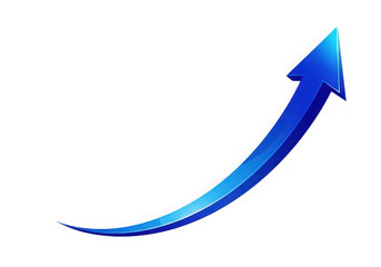 Shiny blue arrow ascends upward indicating growth and progress transparent background