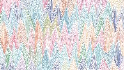  repeating pattern of hand-drawn zigzag lines in various pastel colors. © Towhidul