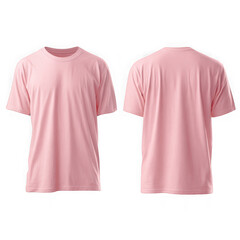 Two pink t shirts front and back view apparel clothing isolated on transparent background