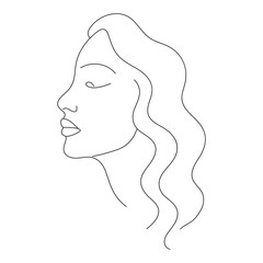 Minimalist One-Line woman face Illustration for Tattoo and Wall Art