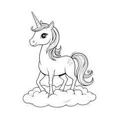 Magical Unicorn Black and White Illustration