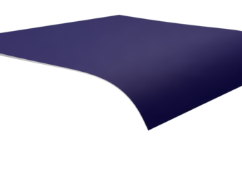 Deep indigo cardstock with a smooth, precise, gently curving downward edge on a seamless transparent background with copy space, soft studio light, concept of refined new beginning