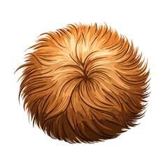 Abstract fluffy sphere with orange hair isolated on black background. Creative design element for decoration and concepts.