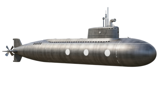 Isolated Gray Submarine
