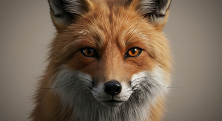 Fototapeta premium Close-up portrait of a majestic red fox with piercing orange eyes