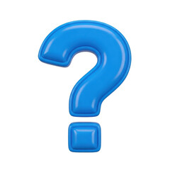 3d Blue question mark isolated on transparent background 
