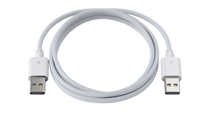 White USB cable coiled in a circle