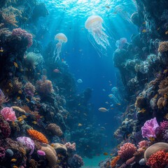 Obraz premium Explore the Vibrant Depths A Stunning Underwater World Teeming with Life and Color